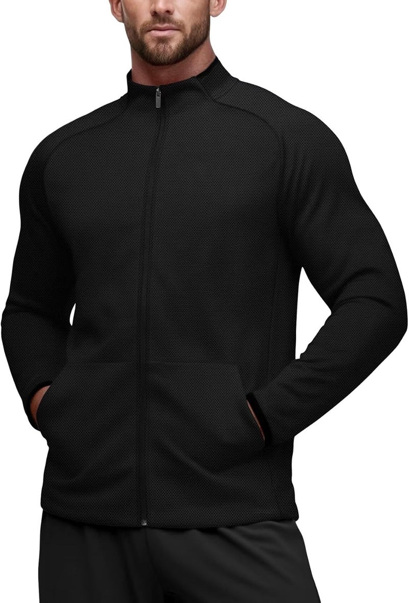 Zengjo Men's Track Jackets Full Zip Running Athletic Workout Lightweight Windproof Jacket with Zipper Pockets Quick Dry - Image 2